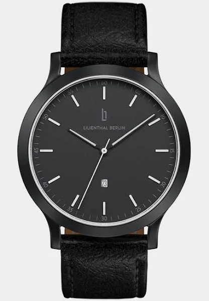 Lilienthal Zegarek Męski Czarny Koperta ze stali chirurgicznej Szkło mineralne hartowane szafirowo
