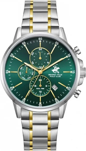 Beverly Hills Polo Club Zegarek męski BEVERLY HILLS BP3727X.370 zielony fashion
