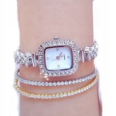 Zegarek Srebrny Z Bransoletką Kryształki 275