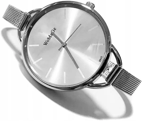 Zegarek damski WoMaGe mesh bransoleta srebrny