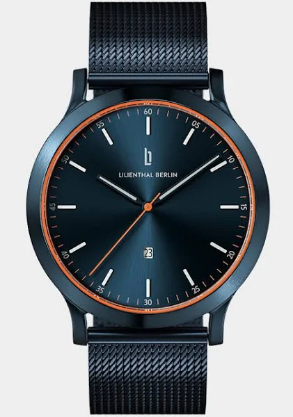 Zegarek Męski Niebieski Koperta ze stali chirurgicznej Szkło mineralne hartowane szafirowo