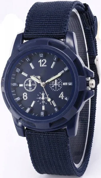 Zegarek MĘSKI Elegancki WOJSKOWY KWARCOWY Casual NYLONOWY PASEK Niebieski