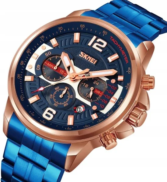 Zegarek męski Skmei bransoleta chronograf datownik stoper niebieski