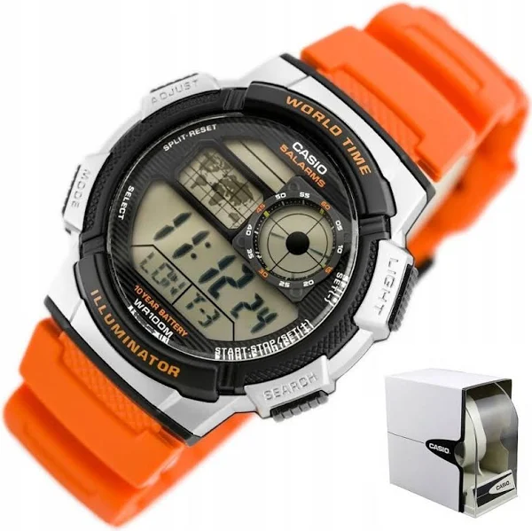 Zegarek dziecięcy Casio dla chłopca +box +grawer cyfrowy budzik data