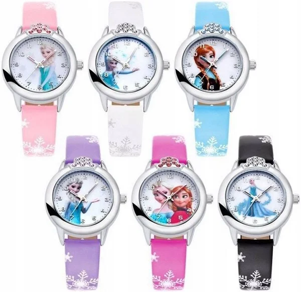 zegarek wskazówkowy Frozen Elsa Anna dla dzieci