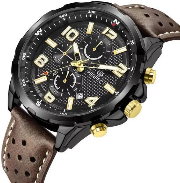 Brązowy zegarek męski pasek duży solidny Perfect CH05L