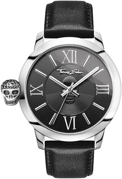 Thomas Sabo Akcesoria Mężczyzna Czarny ONE Size Męski zegarek Rebel With Karma 46 MM Pasek skórzany Wa 0296-218-203-46 MM