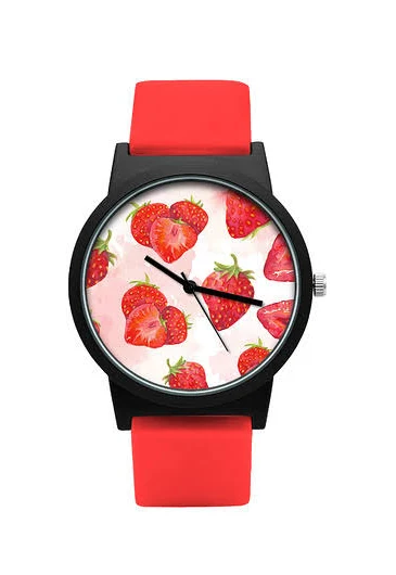 zegarek z silikonowym paskiem truskawki