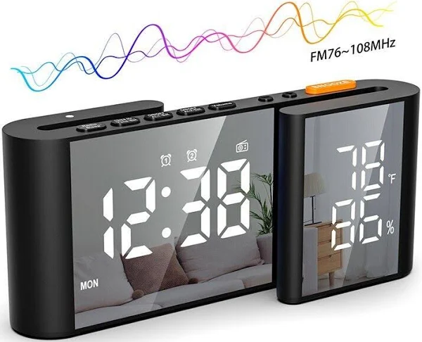 Wielofunkcyjny zegar LED z podwójnym budzikiem higrometrem radiem FM