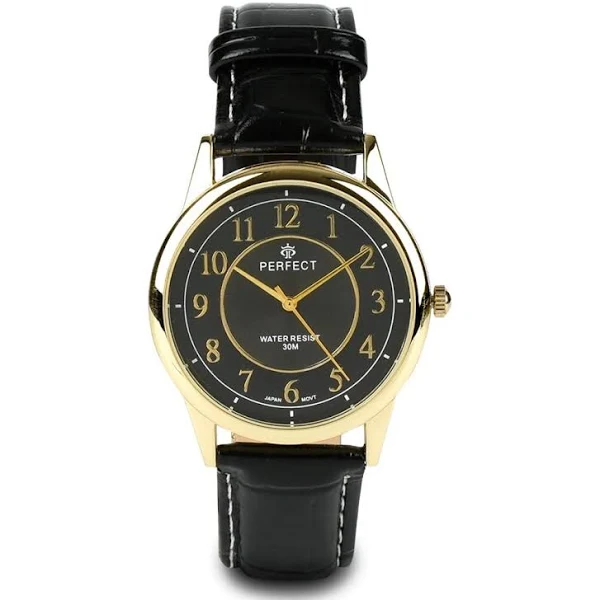 Perfect Zegarek męski kwarcowy klasyczny skórzany pasek C402