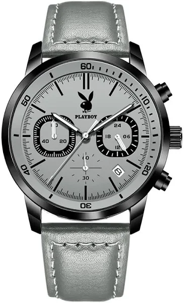 Modny zegarek dla mężczyzn z luksusowym skórzanym paskiem PLAYBOY kwarcowe zegarki męskie wysokiej