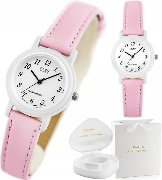 Zegarek Różowy Biały Casio Dla Dziewczynki Na Komunię Pamiątka Gratisy