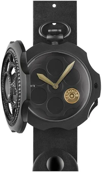 Czarny zegarek męski Mondia ze skórzanym paskiem One Shot Dirty Black ZIRCONIA 48MM