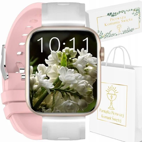 Zegarek na Komunię SMARTWATCH GRAVITY GT3-1 PINK/WHITE