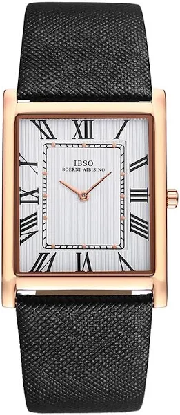 IBSO ultra cienki prostokątny zegarek kwarcowy luksusowy styl biznesowy pasek z prawdziwej skóry
