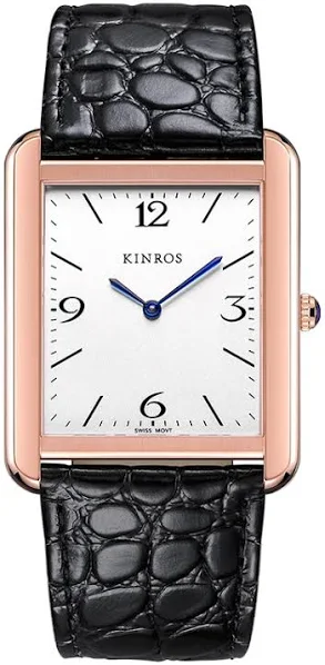 KINROS 6mm Ultra cienki męski zegarek luksusowa marka biznes wodoodporny kwadratowy pasek kwarcowy