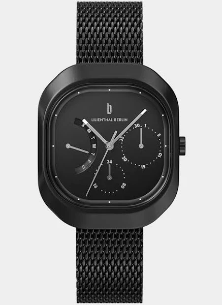 Klasyczny Multifunkcyjny Zegarek Damski Czarny Prostokątna koperta ze stali chirurgicznej