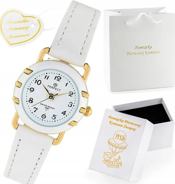 Biały Zegarek Dziecięcy Dla Dziewczynki Pamiątka I Komunii Świętej+gratis