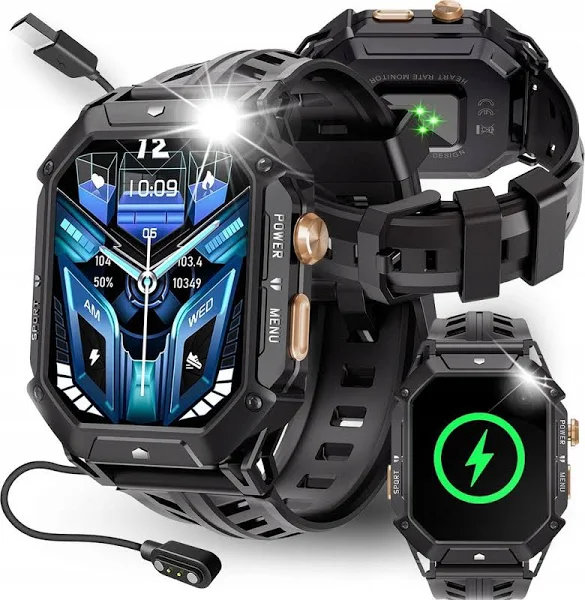 Smartwatch Męski Militarny Wodoodporny Rozmowy Polskie Menu Amoled 1000mAh