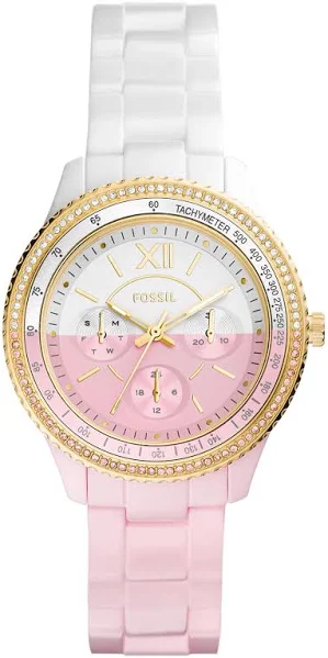 Zegarek Fossil CE1119 / STELLA Pink and White Ceramic Bracelet 37mm / damski