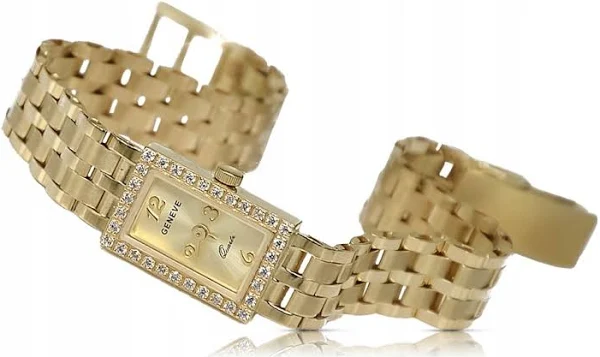 Śliczny 14k 585 złoty damski zegarek Geneve lw008y