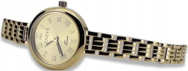 Prześliczny 14k złoty damski zegarek Geneve lw038y