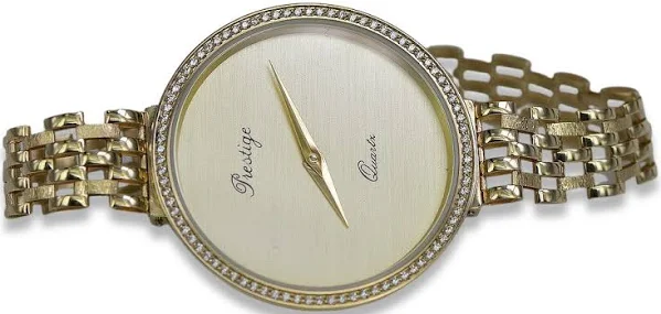Śliczny 14K 585 złoty damski zegarek Geneve lw067y