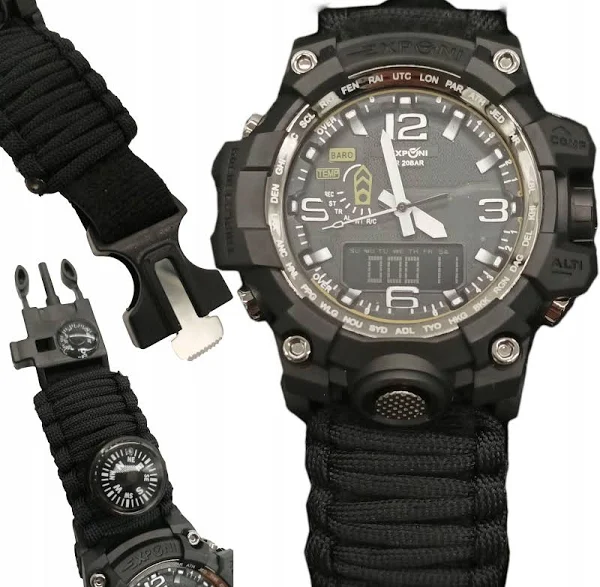 Zegarek Męski Paracord Taktyczny 10W1 Survival G1