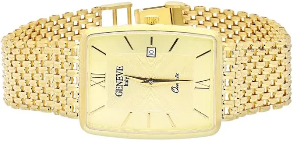 Zegarek złoty męski z prostokątną tarczą