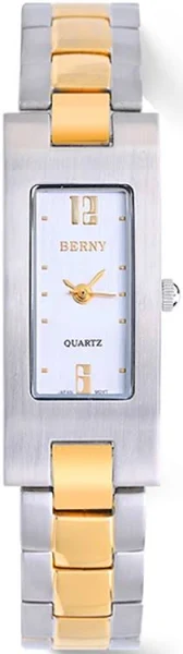 BERNY damski zegarek kwarcowy kwadratowa tarcza sukienka ze stali nierdzewnej prostokątny zegarek