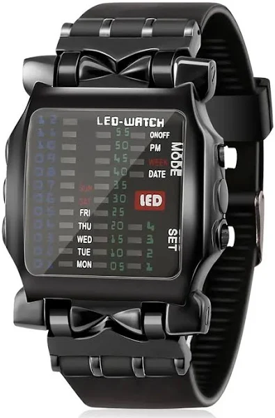 zegarek LED moda męska kreatywny typ kraba elektroniczny zegarek świecący binarny prezent styl biznesowy fajny wodoodporny wielofunkcyjny