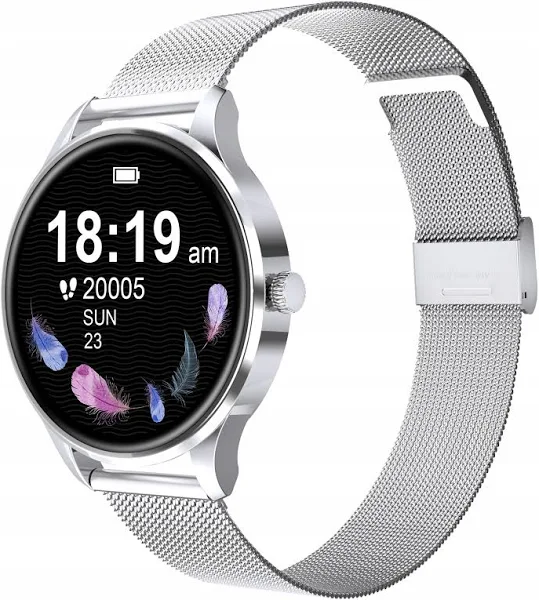 Smartwatch Smartband Zegarek Damski Srebrny Krokomierz Puls Opaska Mesh