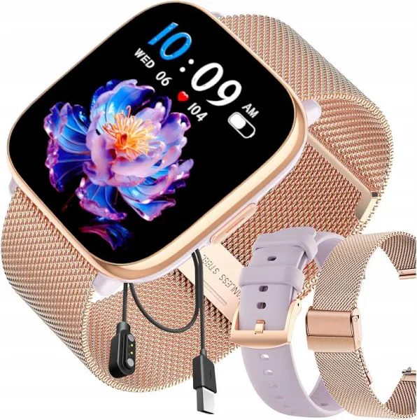 Smartwatch Zegarek Damski Polskie Menu Rozmowy Powiadomienia Puls Amoled