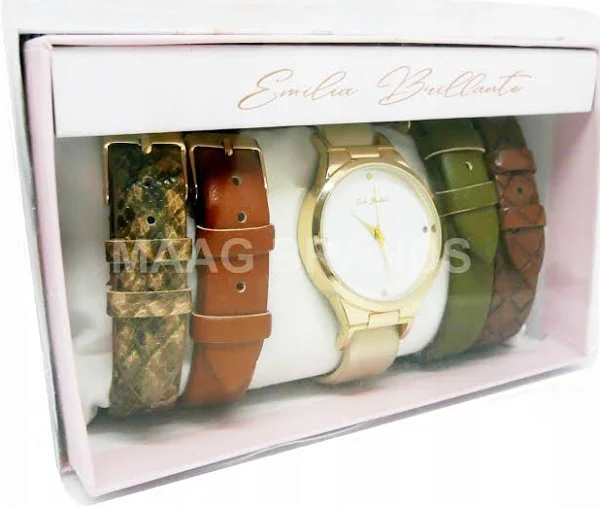 Zegarek z wymiennymi paskami 5W1 złota koperta 5 pasków Ozdobne Pudełeczko