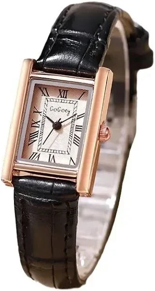 zegarek damski prostokątna koperta złota tarcza zegarek kwarcowy proste cyfry rzymskie kobiece