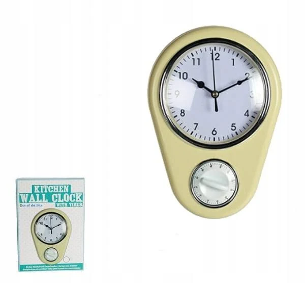 Zegar Kuchenny Ścienny z Minutnikiem Timerem Retro