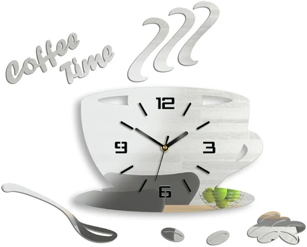 Zegar ścienny Filiżanka 3D LUSTRZANA CICHA