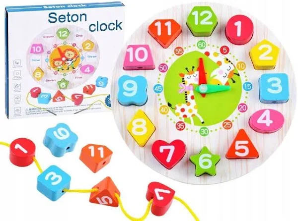 Drewniany edukacyjny Zegar z sorterem Za3608