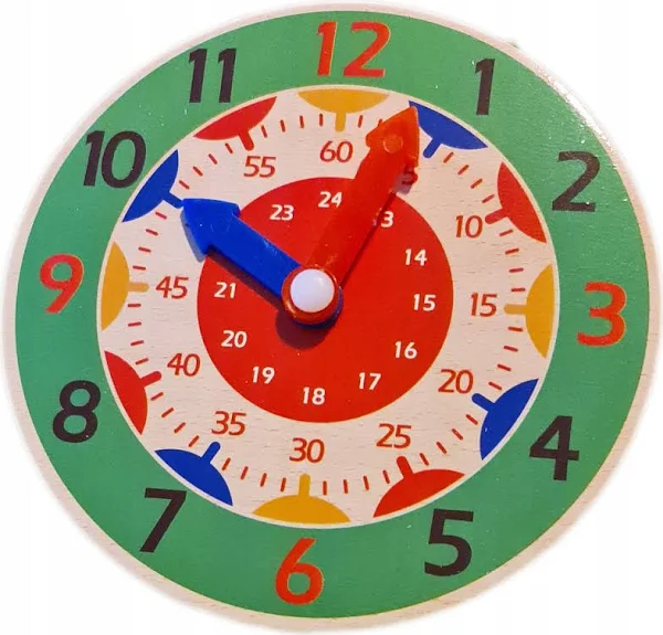 Zegar Drewniany Do Nauki Godzin zegarek 14CM