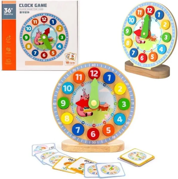 Trifox Zegar do nauki drewniany