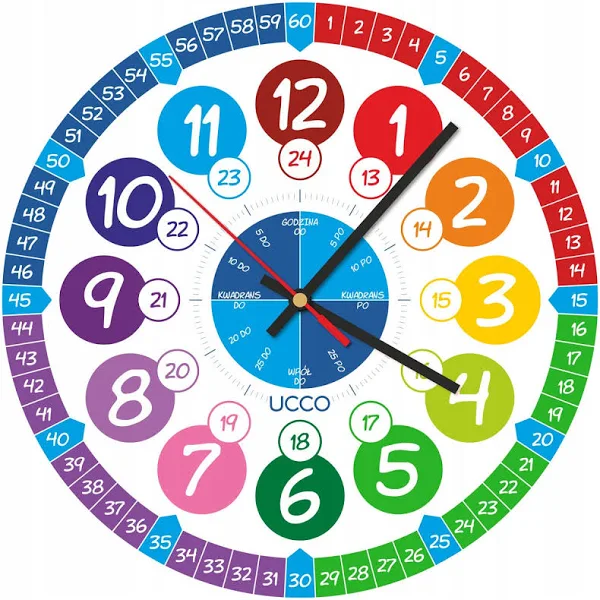 Zegar ścienny dla dzieci Edukacyjny wiszący (strz)