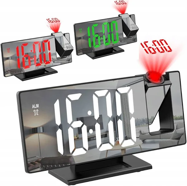 Zegar Budzik Elektroniczny Cyfrowy Led Temperatura Projektor