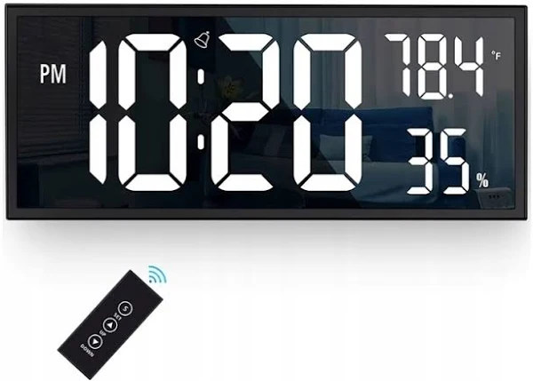 Duży Zegar Ścienny Cyfrowy Duże Cyfry Stołowy Biurkowy Led Z Pilotem
