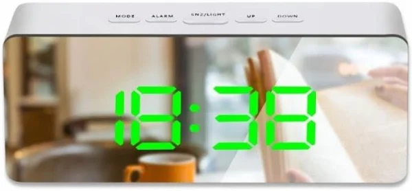 Budzik Zegar Elektroniczny Termometr Lustro Led Zegarek Lustrzany