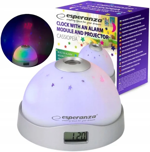 Budzik Zegar Z Projektorem Nieba Gwiazd LCD Espera