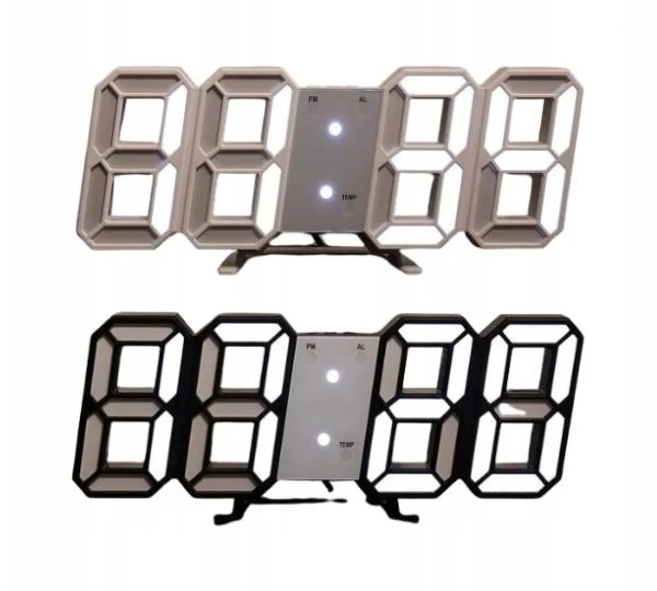 Zegar Cyfrowy Led Elektroniczny Ścienny Stołowy Budzik Data