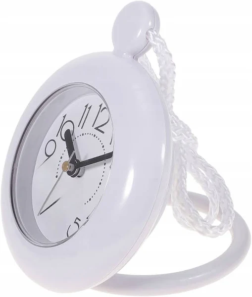 Wodoodporny zegar ścienny w łazience - Dekoracyjny okrągły zegar wiszący do sypialni i na biurko - Mały biały plastikowy zegar do basenu