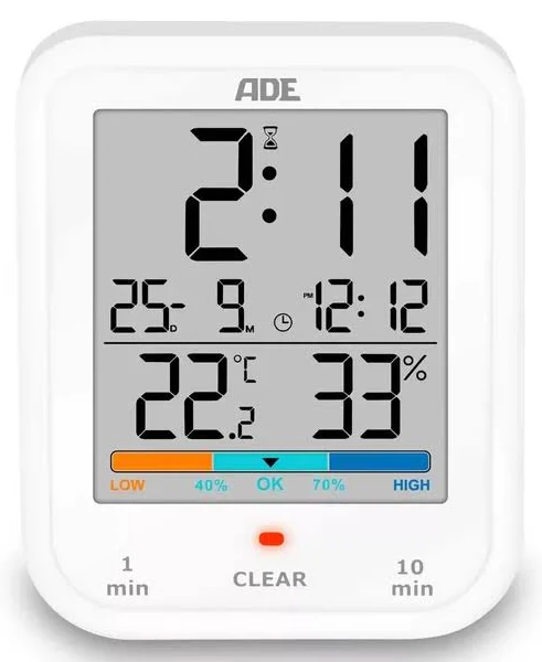 ADE Zegar łazienkowy z termometrem i higrometrem