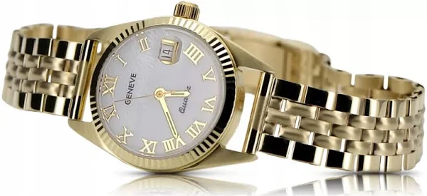 Złoty zegarek damski 14k 585 Geneve z perłową tarczą lw020ydpr