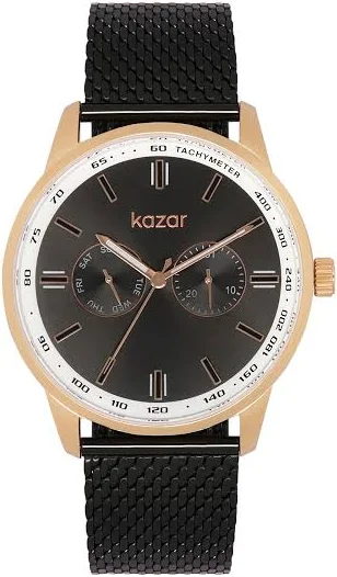 Zegarek męski z kopertą w złotym kolorze i bransoletą mesh